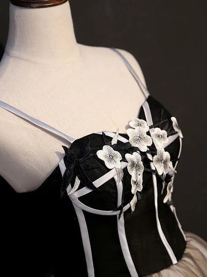 Spaghetti Strap Embroidered Homecoming Dresses SD1072-Homecoming Dresses 2025 -Viniodress-Black-Custom Size-