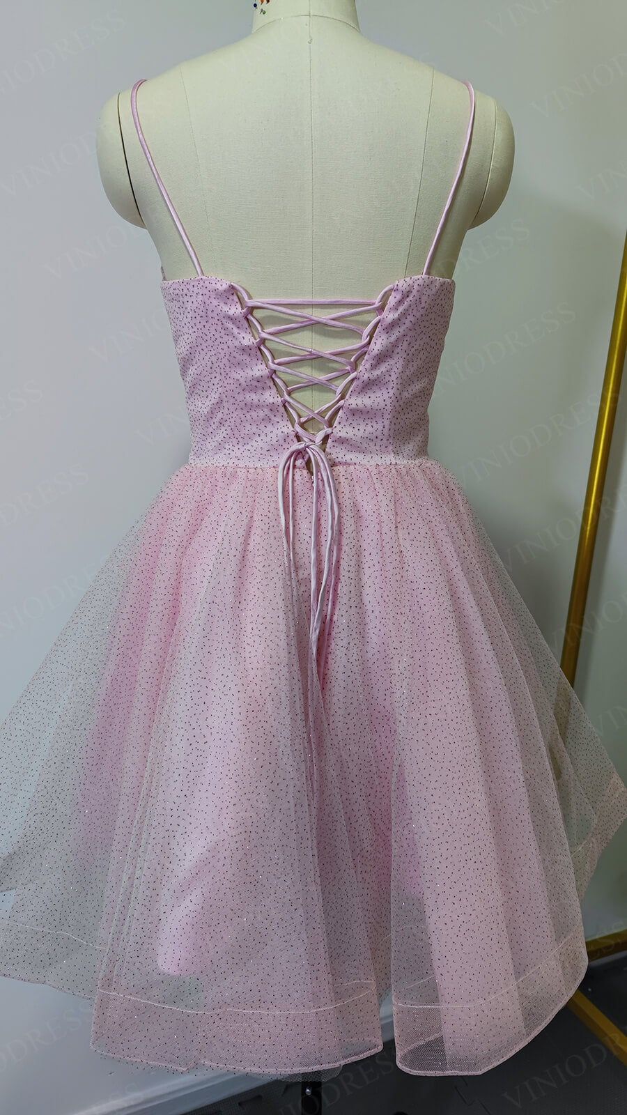 Spaghetti Strap Glittery Blue Homecoming Dresses SD1153B-Homecoming Dresses 2025 -Viniodress-Navy Blue-Custom Size-