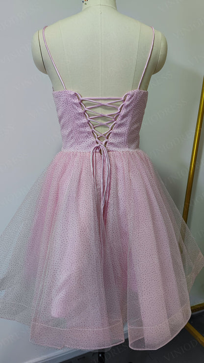 Spaghetti Strap Glittery Blue Homecoming Dresses SD1153B-Homecoming Dresses 2025 -Viniodress-Navy Blue-Custom Size-