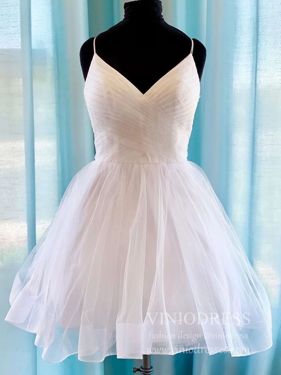 Spaghetti Strap Glittery Blue Homecoming Dresses SD1153B-Homecoming Dresses 2025 -Viniodress-Ivory-Custom Size-