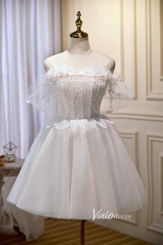 Spaghetti Strap Hoco Dresses Tulle Graduation Dresses SD1533-Dresses 2025 -Viniodress-Ivory-Custom Size-