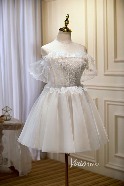 Spaghetti Strap Hoco Dresses Tulle Graduation Dresses SD1533-Dresses 2025 -Viniodress-Ivory-Custom Size-
