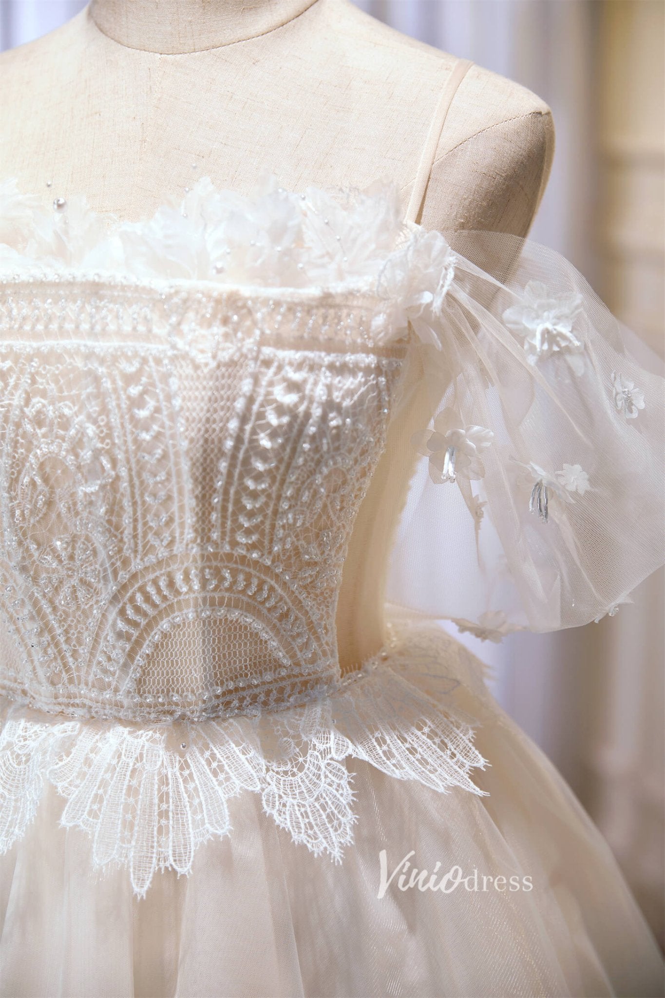Spaghetti Strap Hoco Dresses Tulle Graduation Dresses SD1533-Dresses 2025 -Viniodress-Ivory-Custom Size-