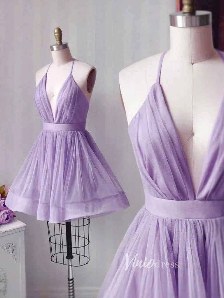 Short Prom Dresses 2025 Spaghetti Strap Lavender Homecoming Dresses SD1029-homecoming dresses-Viniodress-Lilac-Custom Size-Viniodress