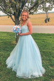 Prom Dress 2025 Spaghetti Strap Lavender Prom Dress Shiny Sequin Lace Formal Dress FD2650-unique prom dresses-Light Blue-Custom Size-Viniodress