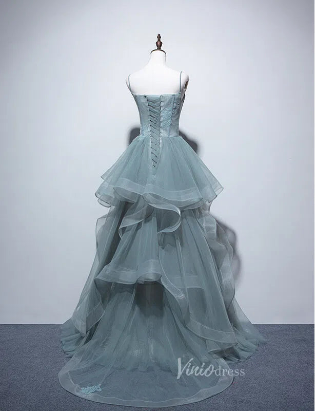 Spaghetti Strap Layered Prom Dresses Tulle Ball Gown FD1043-prom dresses 2025 -Viniodress-As Picture-Custom Size-