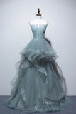 Spaghetti Strap Layered Prom Dresses Tulle Ball Gown FD1043-prom dresses-Viniodress-As Picture-Custom Size-Viniodress