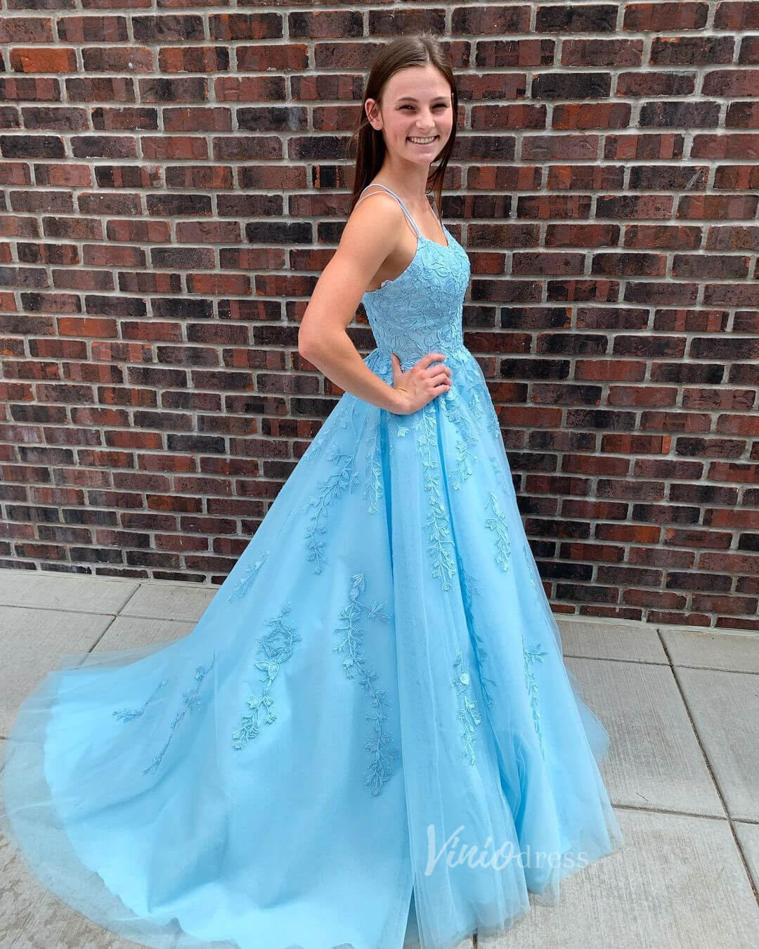 Spaghetti Strap Long Prom Dresses Lace-Up Back FD1265B-prom dresses 2025 -Viniodress-Lavender-Custom Size-