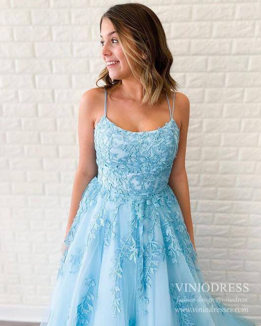 Spaghetti Strap Long Prom Dresses Lace-Up Back FD1265B-prom dresses 2025 -Viniodress-Lavender-Custom Size-