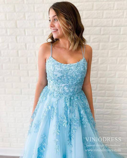 Spaghetti Strap Long Prom Dresses Lace-Up Back FD1265B-prom dresses 2025 -Viniodress-Lavender-Custom Size-