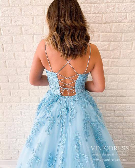 Spaghetti Strap Long Prom Dresses Lace-Up Back FD1265B-prom dresses 2025 -Viniodress-Lavender-Custom Size-