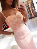 Prom Dress 2025 Spaghetti Strap Mermaid Blush Pink Prom Dresses Long FD1695-unique prom dresses-Blush Pink-Custom Size-Viniodress