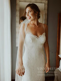 Spaghetti Strap Mermaid Lace Rustic Wedding Dresses Affordable VW1410-wedding dresses-Viniodress-Ivory-Custom Size-Viniodress