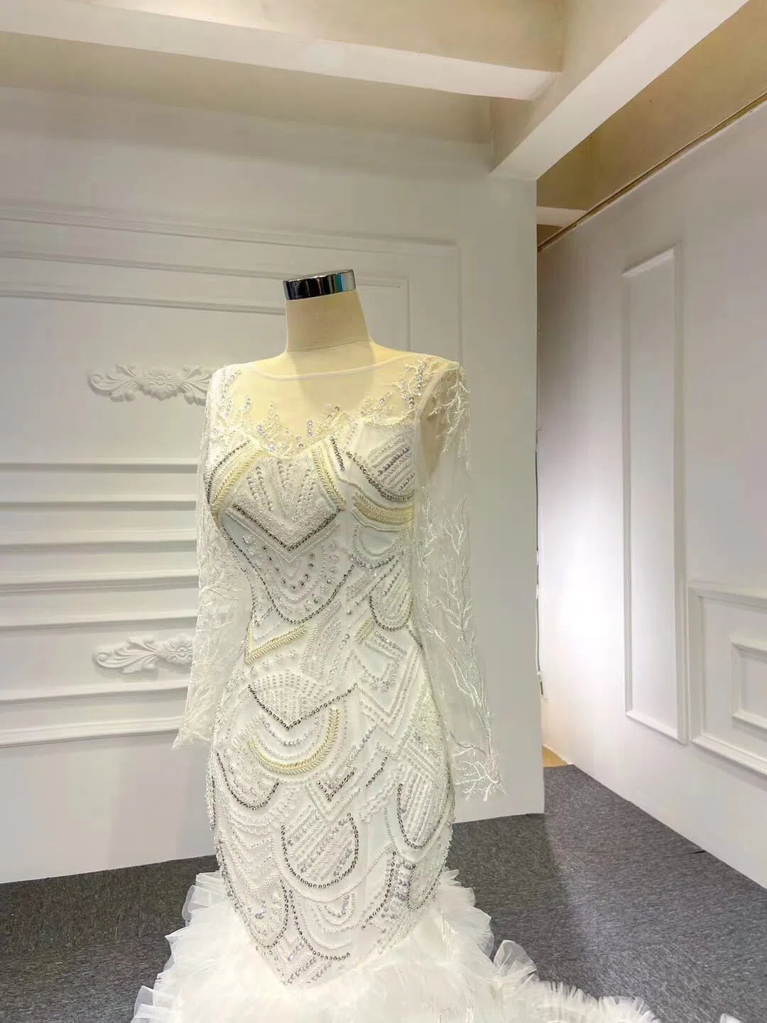 Spaghetti Strap Mermaid Wedding Dresses Layered Tulle Dress VW1766-wedding dresses 2025 -Viniodress-As Picture-Custom Size-Spaghetti Strap