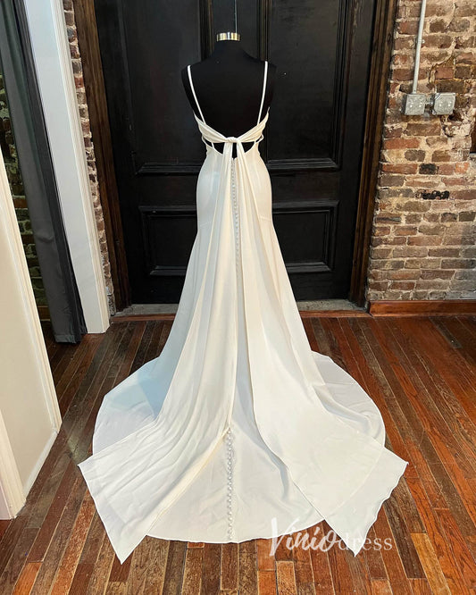 Spaghetti Strap Modern Wedding Dresses Mermaid VW2184-wedding dresses 2025 -Viniodress-Ivory-Custom Size-