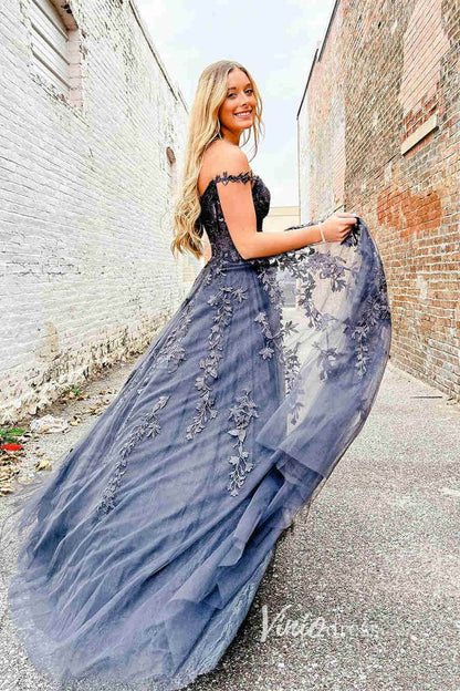 Spaghetti Strap Red Lace Prom Dresses with High Slit FD1348B-prom dresses 2025 -Viniodress-Lavender-Custom Size-