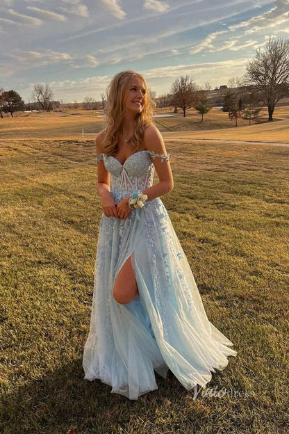 Spaghetti Strap Red Lace Prom Dresses with High Slit FD1348B-prom dresses 2025 -Viniodress-Lavender-Custom Size-