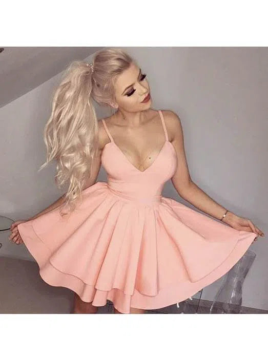 Short Prom Dresses 2025 Spaghetti Strap Short Party Dresses Mini Cocktail Dress SD1067-homecoming dresses-Viniodress-Blush Pink-Custom Size-Viniodress