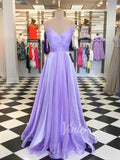 Spaghetti Strap Simple Lavender Prom Dresses Long FD1563