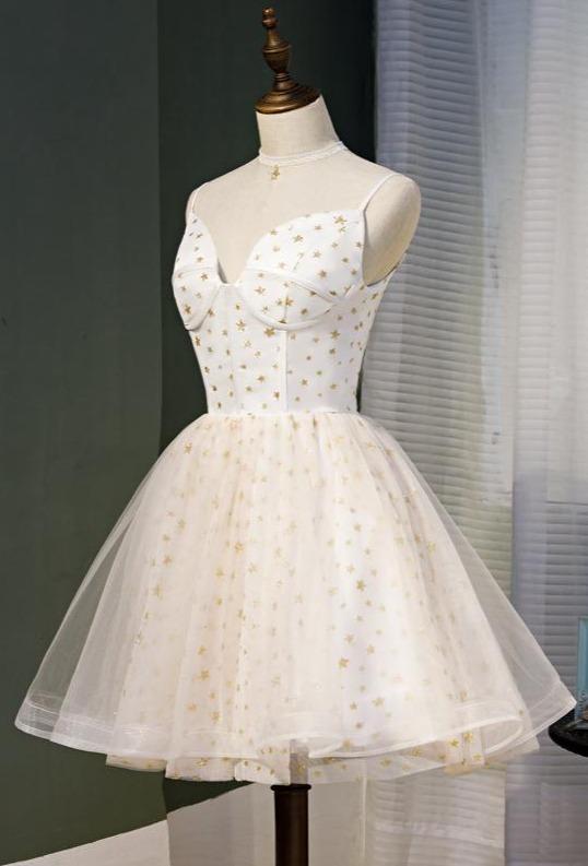 Spaghetti Strap Star Lace Homecoming Dresses Starry Graduation Dress SD1377-Homecoming Dresses 2025 -VINIODRESS-US2-Ivory-