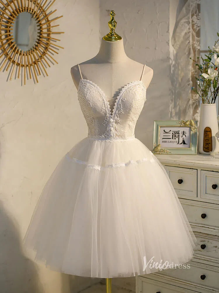 Spaghetti Strap V-neck Homecoming Dress SD1412-Homecoming Dresses 2025 -Viniodress-Cold Shoulder-Champagne-Custom Size