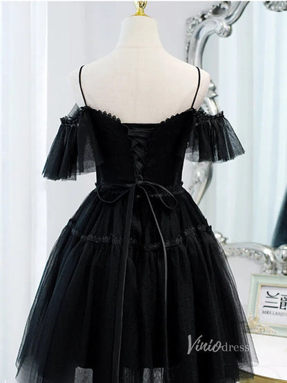 Spaghetti Strap V-neck Homecoming Dress SD1412-Homecoming Dresses 2025 -Viniodress-Cold Shoulder-Champagne-Custom Size