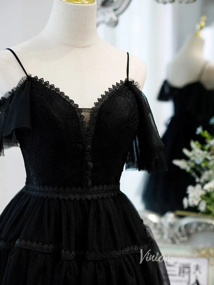 Spaghetti Strap V-neck Homecoming Dress SD1412-Homecoming Dresses 2025 -Viniodress-Cold Shoulder-Champagne-Custom Size