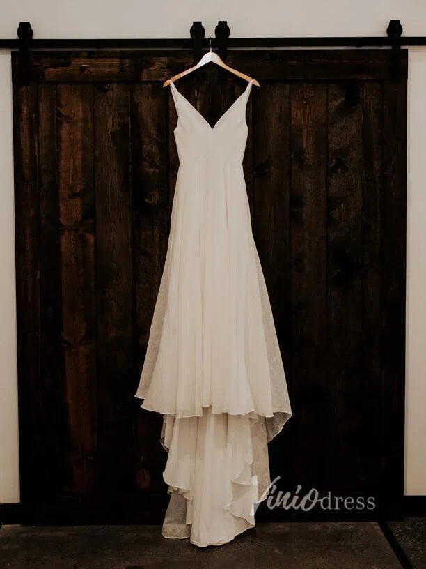 Spaghetti Strap V-Neck Simple Wedding Dresses Viniodress VW1068-wedding dresses-Viniodress-Viniodress