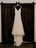 Spaghetti Strap V-Neck Simple Wedding Dresses Viniodress VW1068-wedding dresses-Viniodress-Viniodress