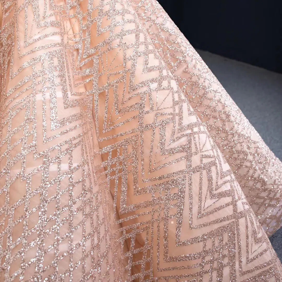 Sparkling Gold Ball Gown Prom Dresses Off Shoulder Quinceañera Dress viniodress-prom dresses 2025 -Viniodress-Please Add Cart Note-Rose Gold-US 2