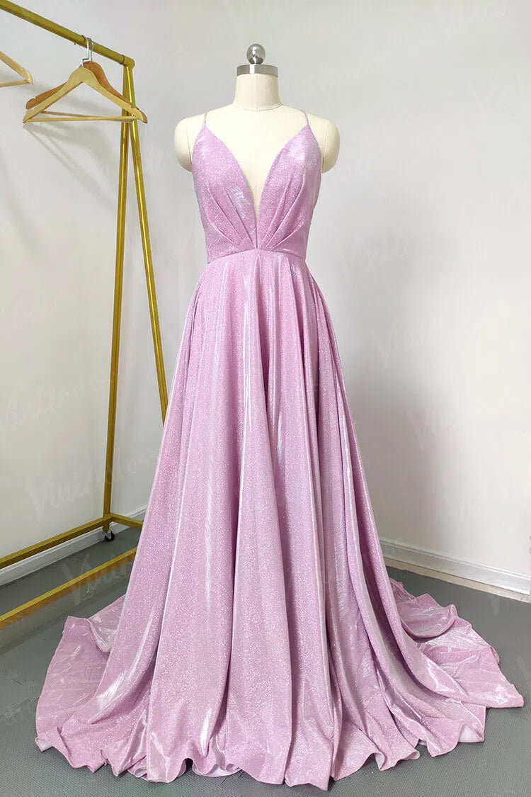 Prom Dress 2025 Sparkling Pink Prom Dresses with Pockets Formal Dress FD1295-unique prom dresses-Pink-Custom Size-Viniodress