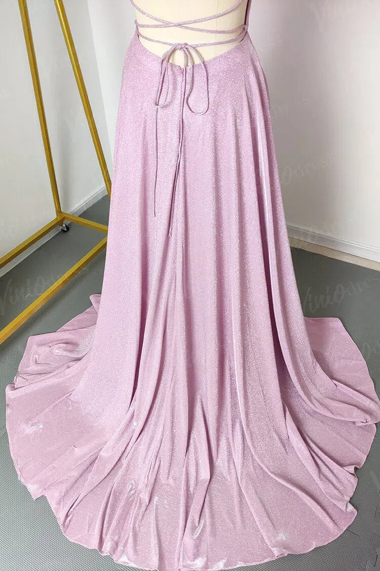 Sparkling Pink Prom Dresses with Pockets Formal Dress FD1295-prom dresses-Viniodress-Viniodress