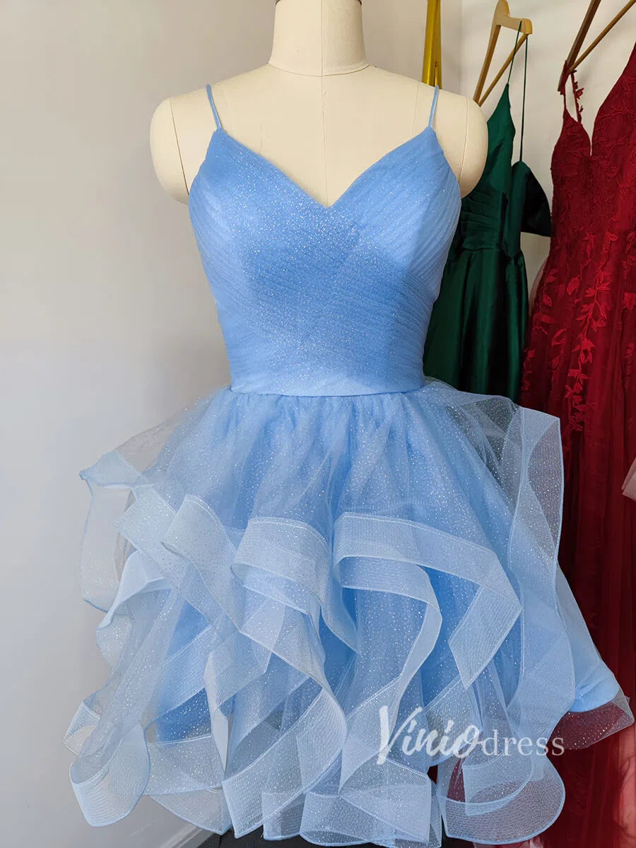Sparkling Red Homecoming Dresses with Straps SD1153-Homecoming Dresses 2025 -Viniodress-Light Blue-Custom Size-