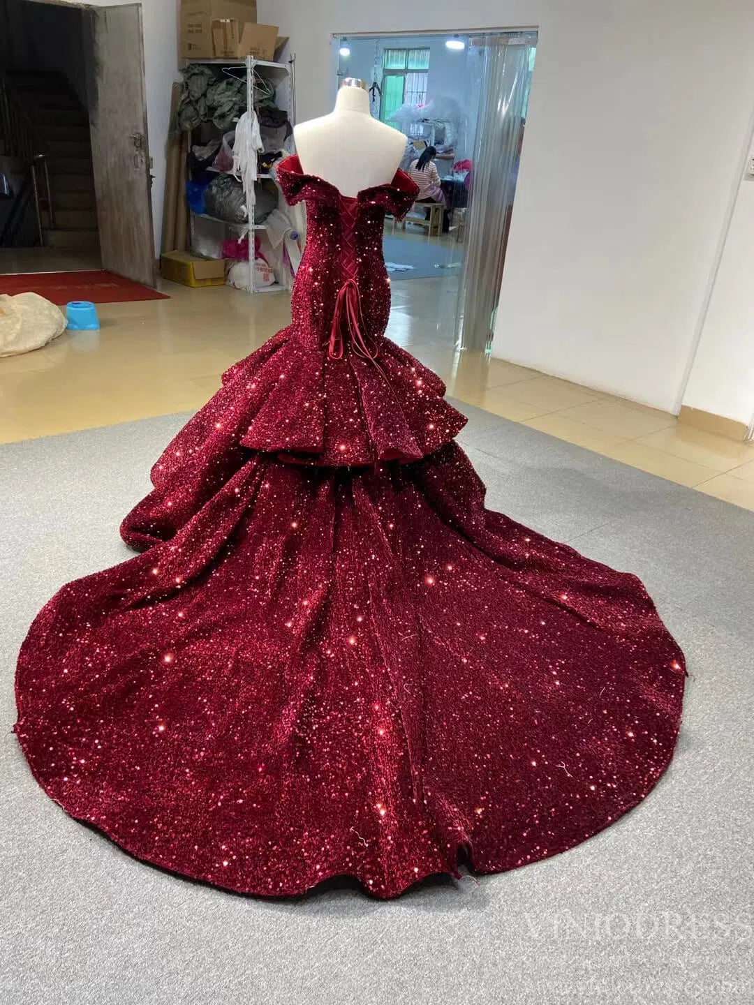 Sparkling Sequin Mermaid Prom Dresses Emerald Green Trumpet Dress 66886-prom dresses 2025 -Viniodress-Emerald Green-Custom Size-