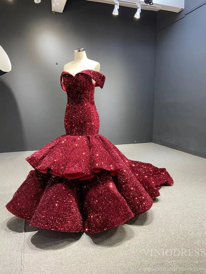 Sparkling Sequin Mermaid Prom Dresses Emerald Green Trumpet Dress 66886-prom dresses 2025 -Viniodress-Emerald Green-Custom Size-