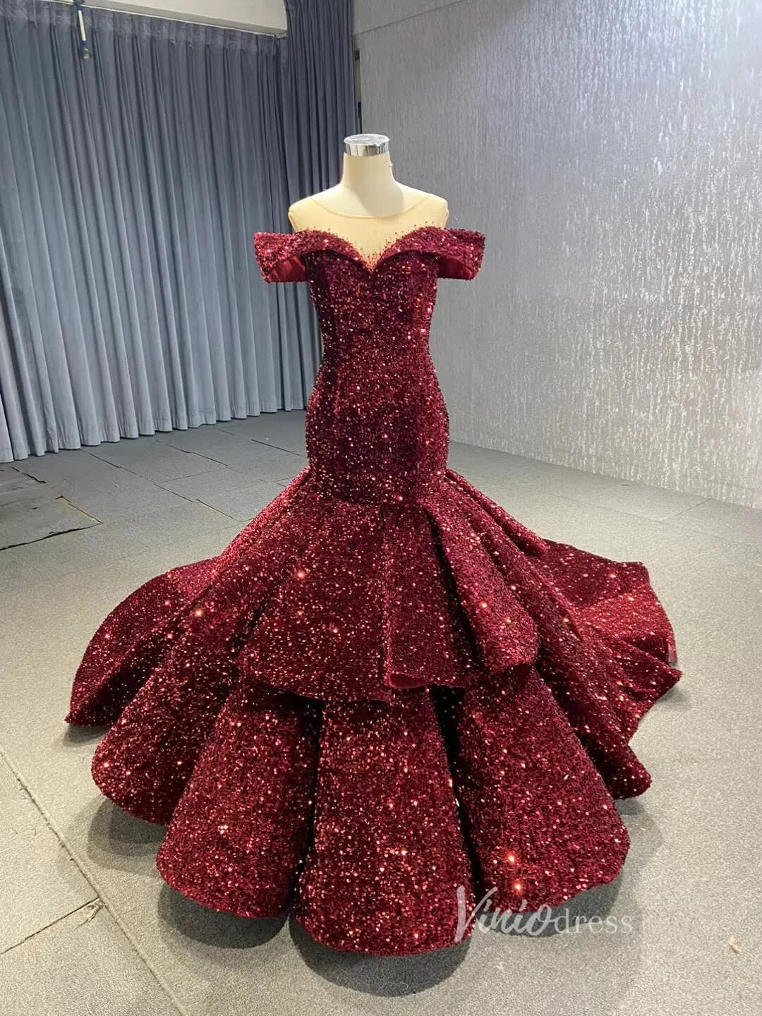 Sparkling Sequin Mermaid Prom Dresses Emerald Green Trumpet Dress 66886-prom dresses 2025 -Viniodress-Emerald Green-Custom Size-