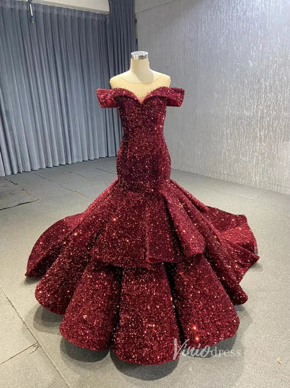 Sparkling Sequin Mermaid Prom Dresses Emerald Green Trumpet Dress 66886-prom dresses 2025 -Viniodress-Emerald Green-Custom Size-