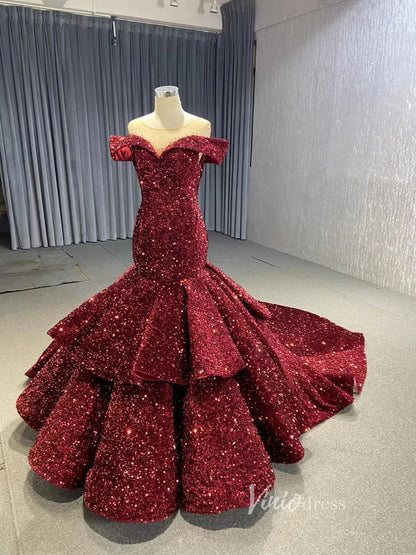 Sparkling Sequin Mermaid Prom Dresses Emerald Green Trumpet Dress 66886-prom dresses 2025 -Viniodress-Emerald Green-Custom Size-