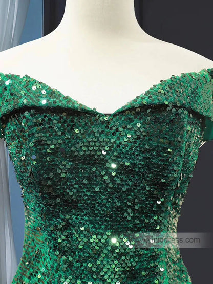 Sparkling Sequin Mermaid Prom Dresses Emerald Green Trumpet Dress 66886-prom dresses 2025 -Viniodress-Emerald Green-Custom Size-