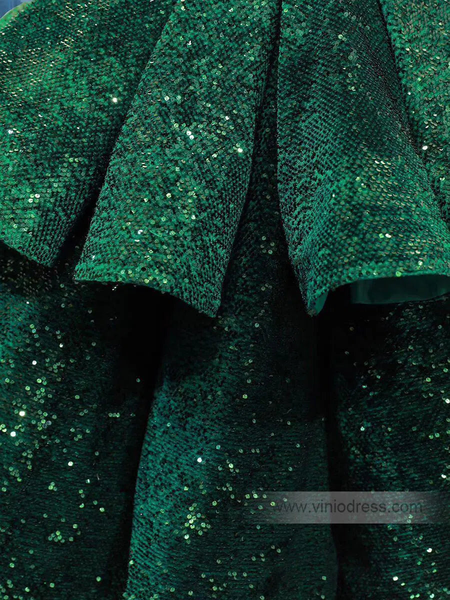 Sparkling Sequin Mermaid Prom Dresses Emerald Green Trumpet Dress 66886-prom dresses 2025 -Viniodress-Emerald Green-Custom Size-