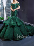 Sparkling Sequin Mermaid Prom Dresses Emerald Green Trumpet Dress 66886
