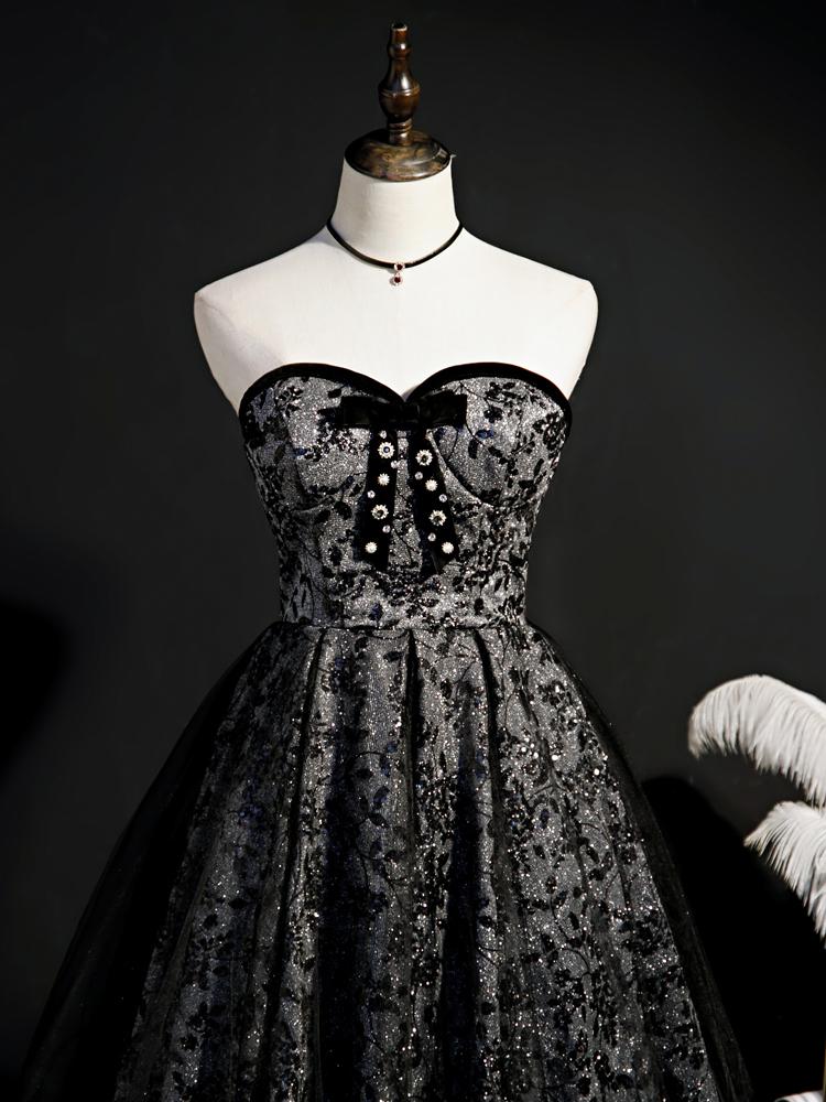 Sparkly Blace Lace Homecoming Dresses Strapless SD1343-Homecoming Dresses 2025 -VINIODRESS-US2-Black-