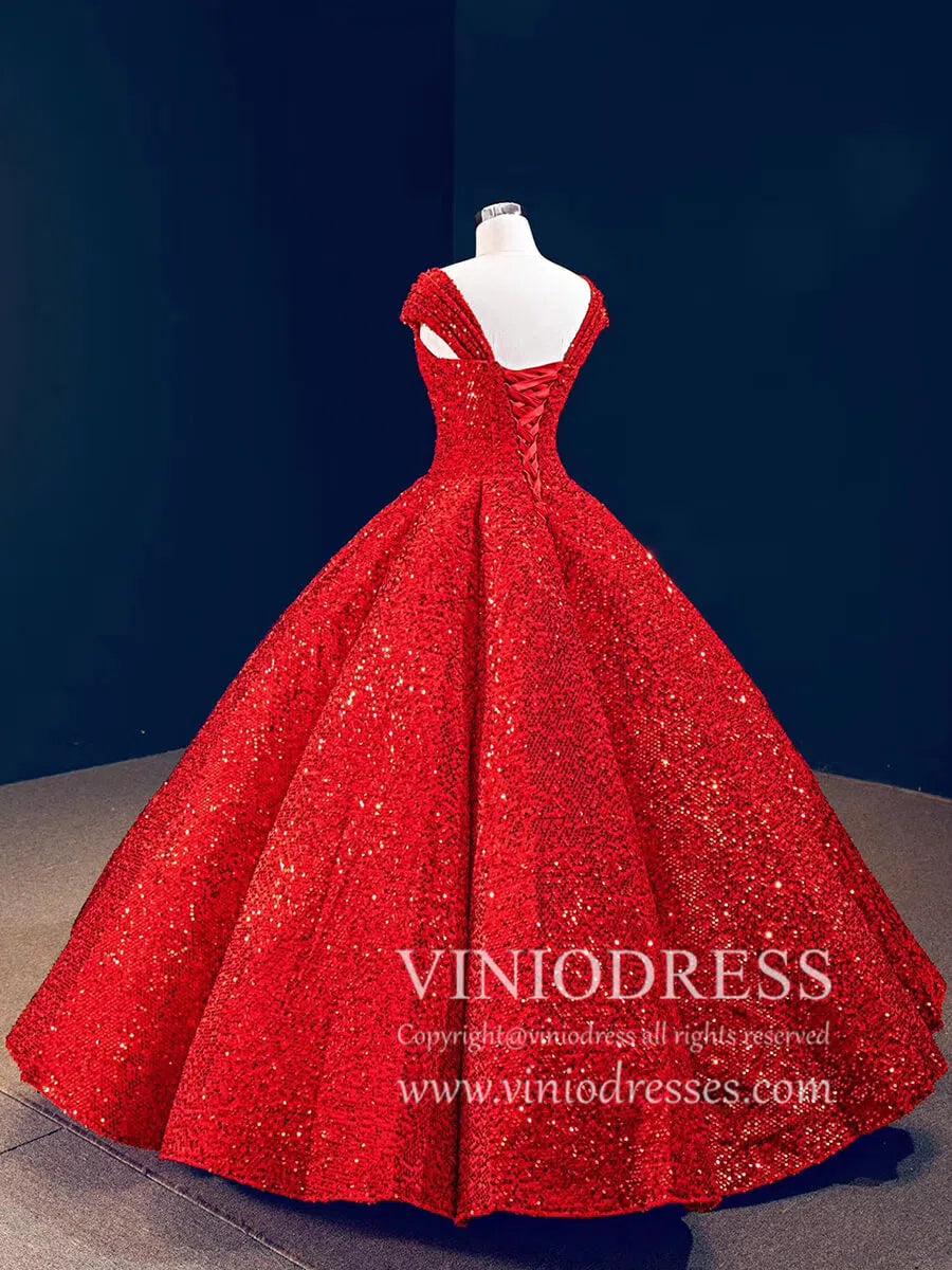Sparkly Black Sequin Ball Gown Wedding Dress Sweet 16 Dresses 66567 vi –  Viniodress