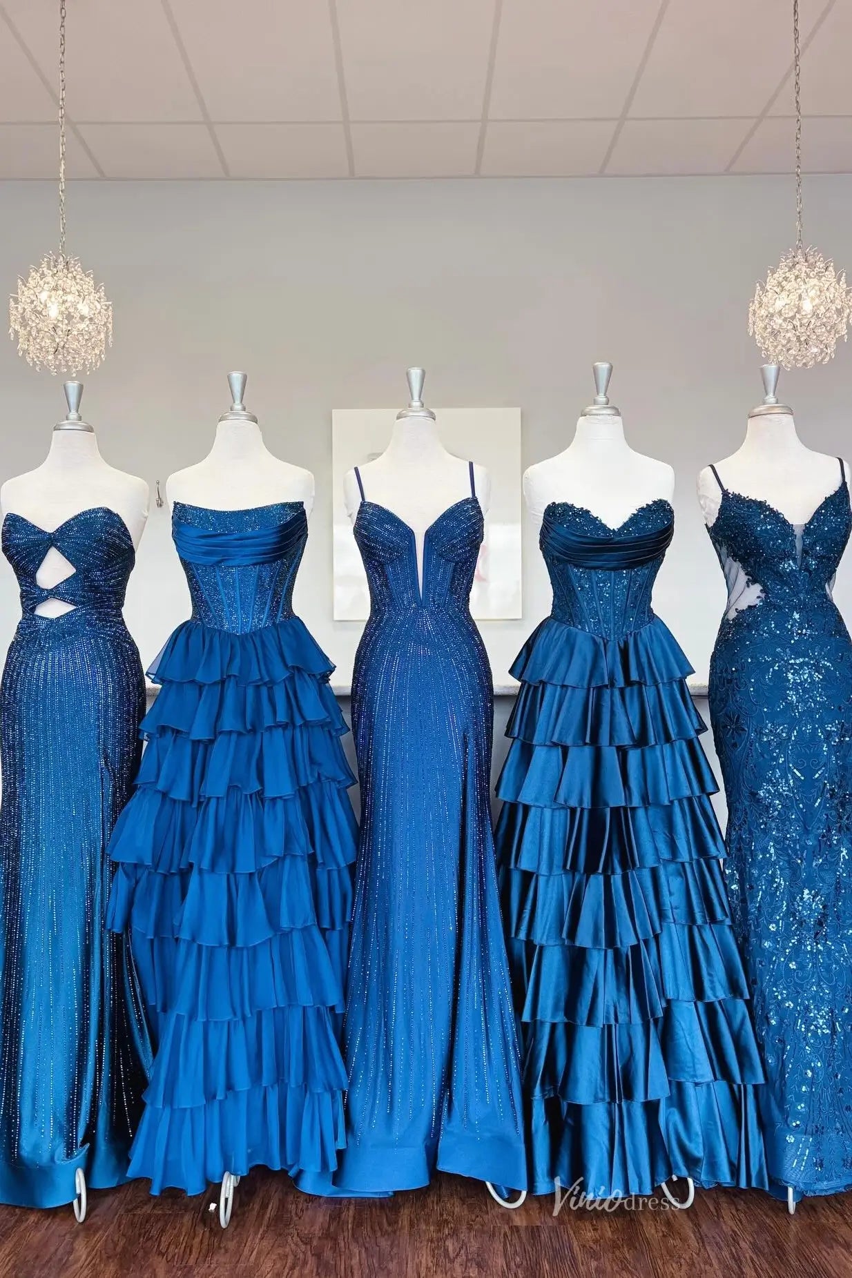 Sparkly Blue Corset Prom Dress – Mermaid, Ruffled & Sequin Styles RF400-prom dresses 2026-Viniodress-Blue-A-Custom Size