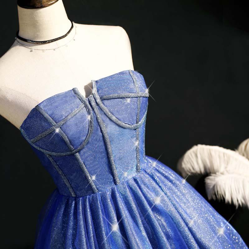 Sparkly Blue Homecoming Dresses Strapless Corset Back SD1342-Homecoming Dresses 2025 -VINIODRESS-US2-Blue-
