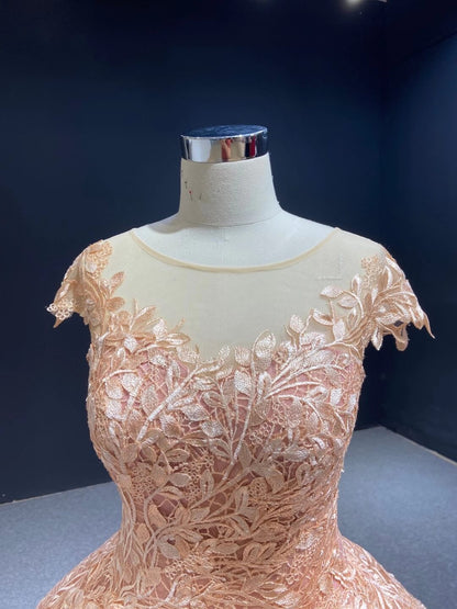 Sparkly Blush Pink Lace Sweet 16 Dress Quinceanera Dress 66601 Cap Sleeves-Quinceanera Dresses 2025 -Viniodress-Blush Pink-Custom Size-