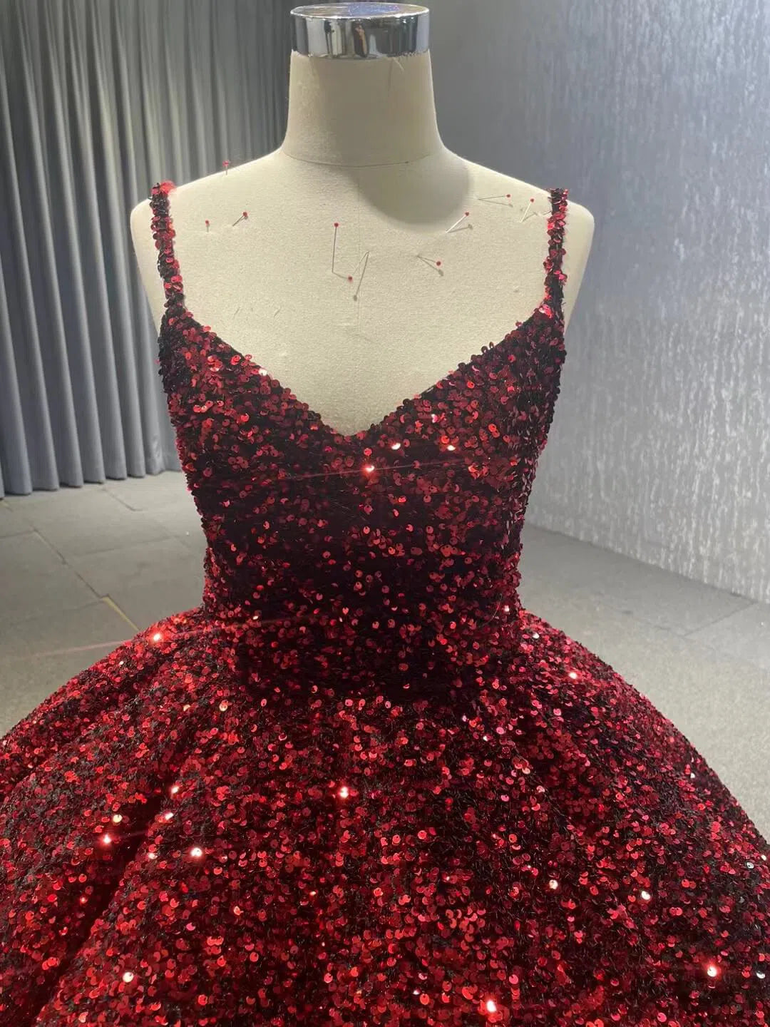 strapless open back dress Sparkly Burgundy and Black Ombre Ball Gowns Sequin Pageant Dresses 674 –  Viniodress