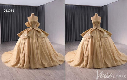 Sparkly Champagne Lace Applique Wedding Gown Off the Shoulder Quinceanera Dress 241056-Quinceanera Dresses 2025 -Viniodress-Champagne-Custom Size-