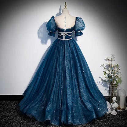 Sparkly Dark Blue Prom Dresses Formal Evening Gowns FD3403-wedding dresses 2025 -Viniodress-Blue-Custom Size-