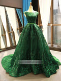 Sparkly Emerald Green Lace Prom Dresses Burgundy Formal Dress FD1157 viniodress-prom dresses-Viniodress-Emerald Green-US 2-Viniodress